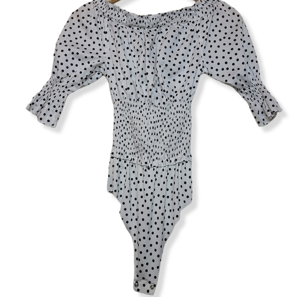 Off The Shoulder Polka Dot Zara Bodysuit Size S | Polkadot Zara Top | Bodysuit - Picture 4 of 4